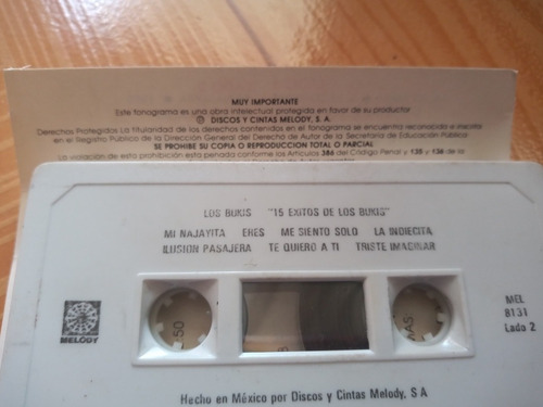 Los Bukis 15 Éxitos Casete Fallan La Primera Y Última Canció (Usado)