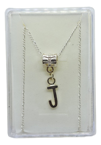 Collar Letra J Charm Colgante De Plata +estuche L39