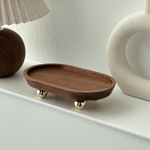 Bandeja De Madera Para Servir, Pedestal De 12x20x5cm Marrón
