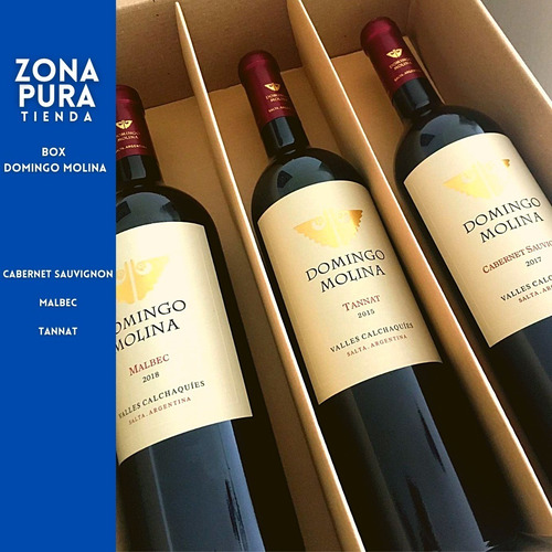 Imagen 2 de 6 de Vino Domingo Molina Box X 3 : Cab Sauv + Malbec + Tannat
