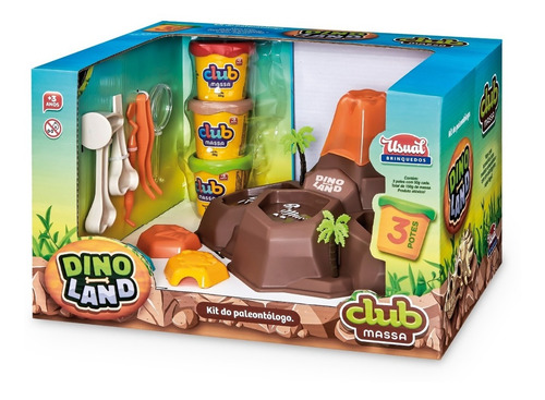 Massinha Modelar Kit Dino Land Vulcão Club Massa Educativo
