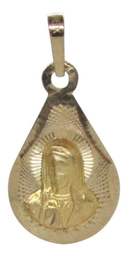 Medalla Oro 10k Forma Pera Busto Virgen De Guadalupe