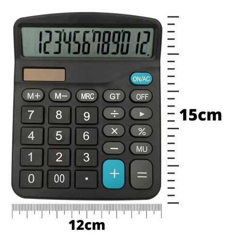 Calculadora De Mesa Escritório Visor Display Grande 12 Dígitos 6 Funções Cor Preto Facility Shops