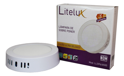 Lampara De Sobreponer 6w Litelux Luz Calida 11cm Blanco