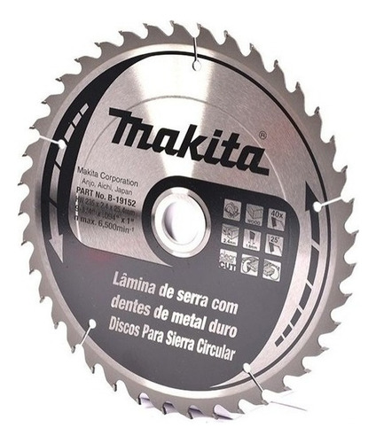 Disco Sierra Circular Makita B-19152 9'' 235mm 40 Dientes Color Plateado