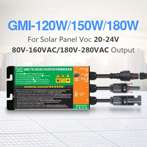 Microinversor De Conexión A Red Solar Mppt De 120w 150w 180w