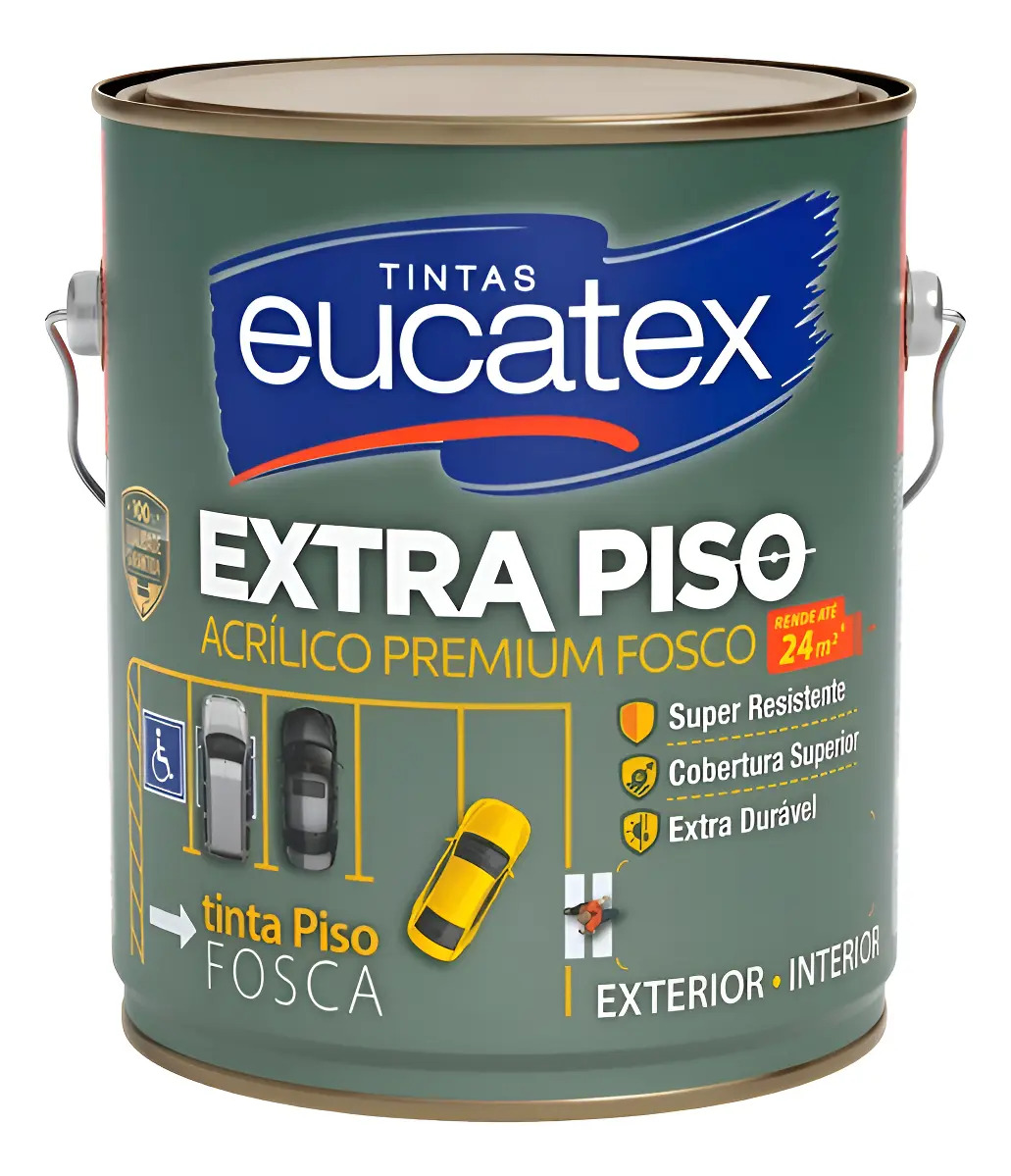 Tinta Acrilica Eucatex Extra Piso Premium 3,6 Litros - Cores Acabamento Fosco Cor Amarelo Demarcação