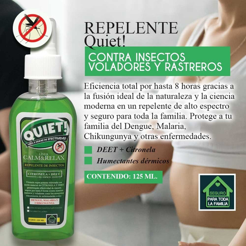 Imagen 3 de 3 de 3 Pack Quiet! Repelente De Mosquitos E Insectos Rastreros