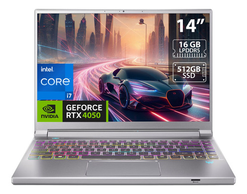 Laptop Acer Predator Triton 14: I7, 16gb, Rtx 4050, W11h Color Gris