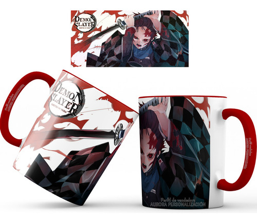 Mug Taza Interior Oreja Rojo Demon Slayer Anime Serie 08