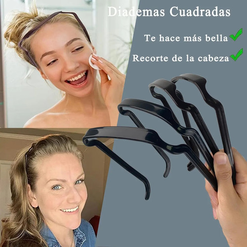 4 Diademas Cuadradas - Diadema Invisible Para Cabello Mujer