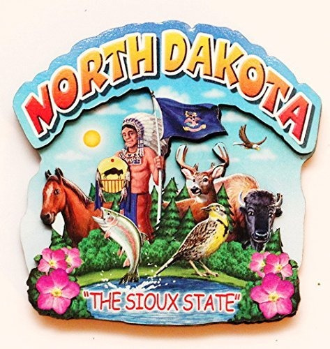Imán De Madera De Montaje Del Estado De Dakota Del Norte 2
