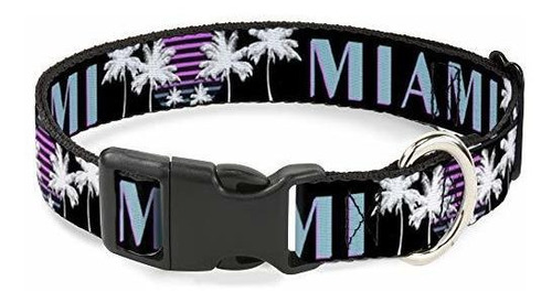 Buckle-down Cat Collar Breakaway Miami Palm Trees Black Whit