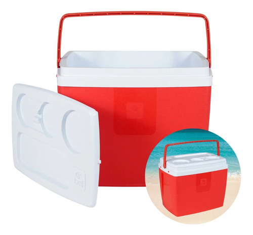 Kit Praia Duas Cadeiras Coloridas +caixa Térmica Cooler 19 L