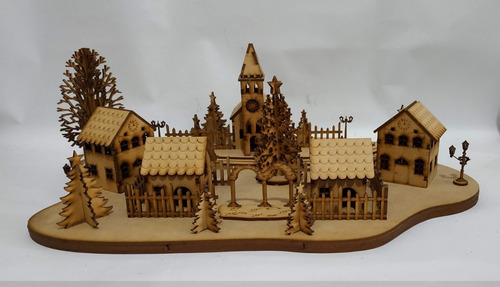 Villa O Pueblo Navideño Corte Laser Mdf De 2.5mm