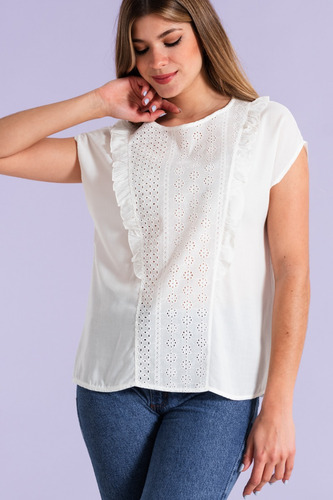 Blusa Broderie Con Volado Eva