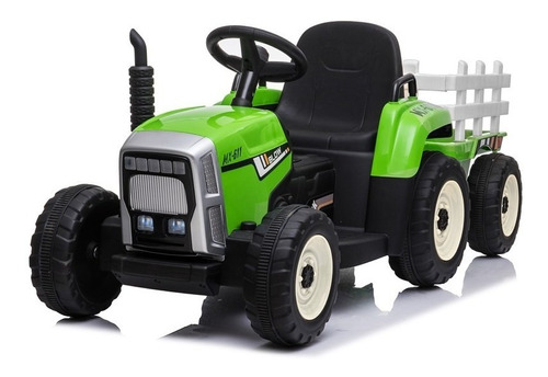 Tractor A Bateria Con Remolque Verde- Kidscool