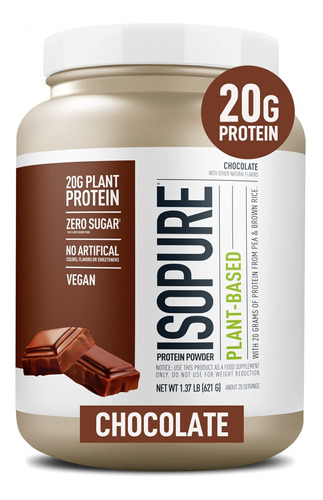 Protena Vegana De Chocolate En Polvo De Isopure, Con Edulcor