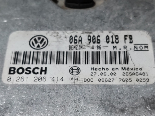 2001 Vw Jetta 06a906018fb Computadora Motor 06a 906 018 Fb