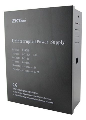 Fuente De Poder 12v 3amp Capa. Bat. 12v 7amp Zkteco P1203-b1