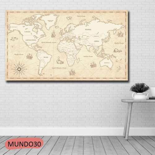 Cuadro Mapamundi Antiguo 50x70 Consulte Otras Medidas