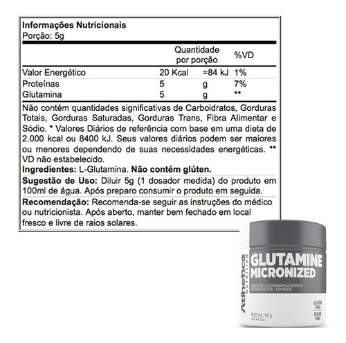 Glutamine Micronized 300g - Atlhetica Nutrition