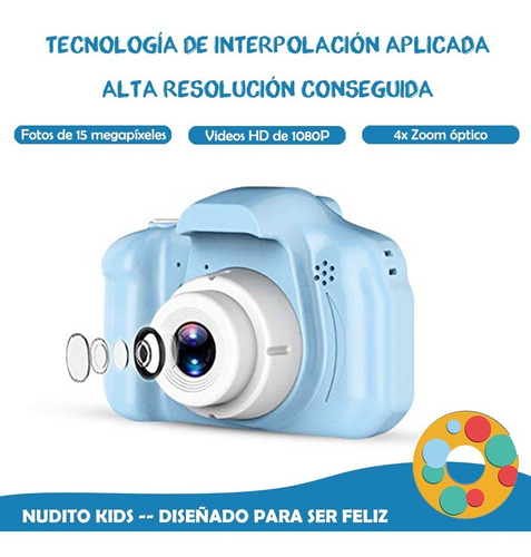 Cámara Para Niños Con Tarjetas Tf 32gb . Azul