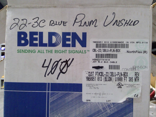 Belden Ym50951 22awg 3c Cmp Cable, 400ft **free Shipping Bby