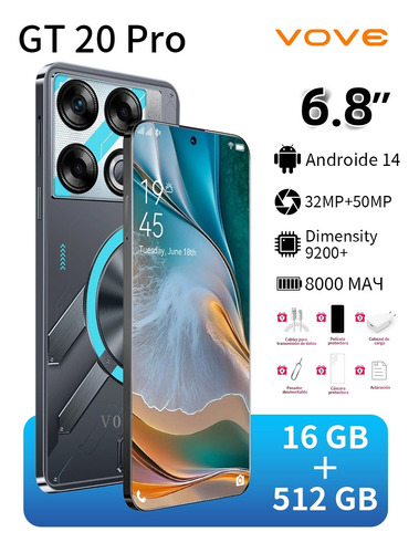 El Teléfono Más Vendido En 2025 Gt 20 Pro Dual Sim Smartphone 16gb Ram 512gb Rom Android Phone Support Red 5g Internet Súper Rápido Celulares 8000mah Blanco