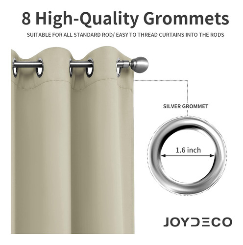 Conjunto De 2 Painéis Blackout Curtains Joydeco 274 Cm De Co