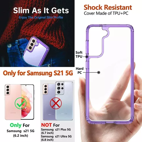 Ferilinso - Funda para Samsung Galaxy S21 con 2 protectores de pantalla de  vidrio templado [carcasa rígida de policarbonato + marco flexible de