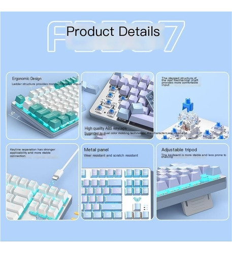 Aula Teclado Mecánico F3587 Tri-mode Bluetooth Rgb