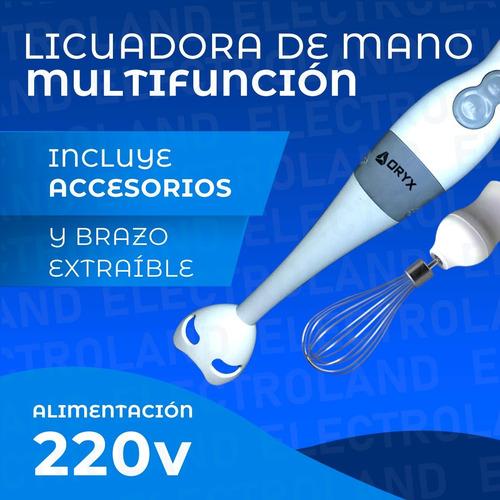 Imagen 3 de 10 de Licuadora Mixer Batidora Minipimer De Mano Con Accesorios