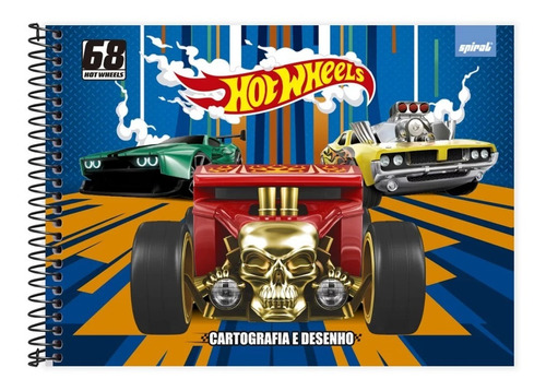 Caderno Desenho Cartografia 80f Capa Dura Hot Wheels Carros