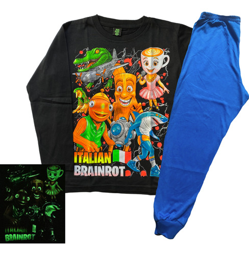 Pijama Brainrot Tralalero Tung Bombardino Capuchina Meme