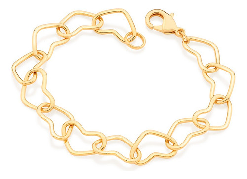 Pulseira Rommanel Banhado Ouro 18k Corações Vazados 551729
