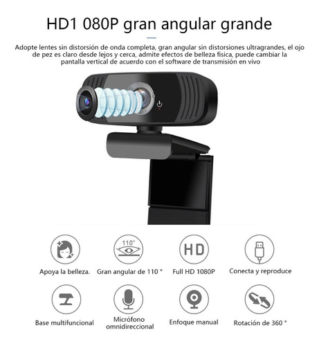 Imagen 3 de 10 de Cámara Web Usb Hd De 1080p Con Micrófono Para Computadora