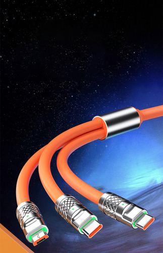 Cable de supercarga 3 en 1:120 W, 1,2 m, color de luz universal amarillo lima