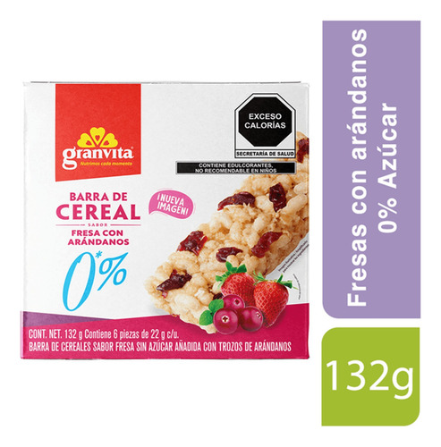 Barras De Cereal Granvita Fresa Con Arandanos 132g 6pz
