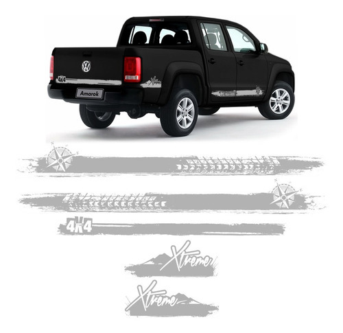 Faixa Xtreme 4x4 P/ Pick-up Cinza Lateral/traseiro C/ Verniz