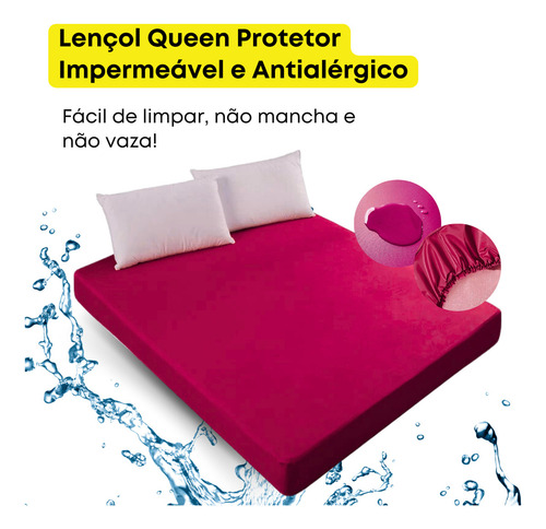Capa Protetora Colchão Queen Impermeável Antialérgica E Antiácaro Hospitalar Rosa