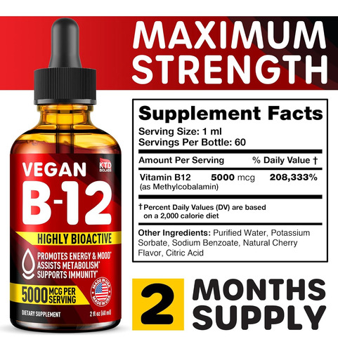 Vitamina B12 Metilcobalamina 5000 Mcg En Gotas