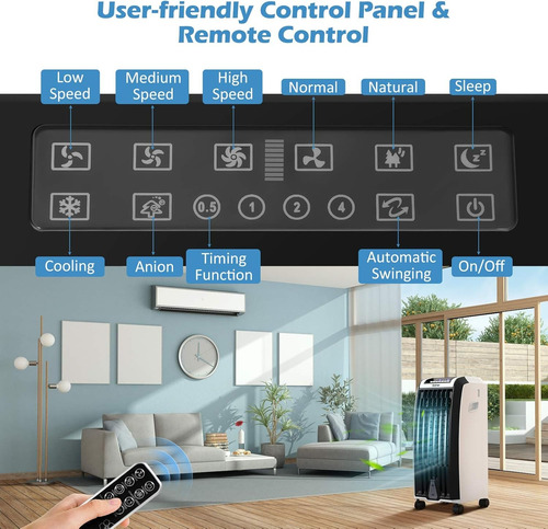 Costway Ventilador Portátil Con Control Remoto 3 Modos