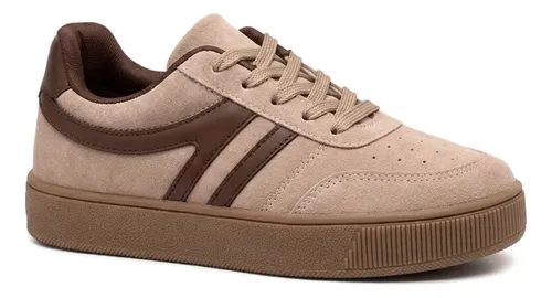 Tênis Feminino Casual Camurça Detalhe Listra Dupla Gigil Rosado 34 Br