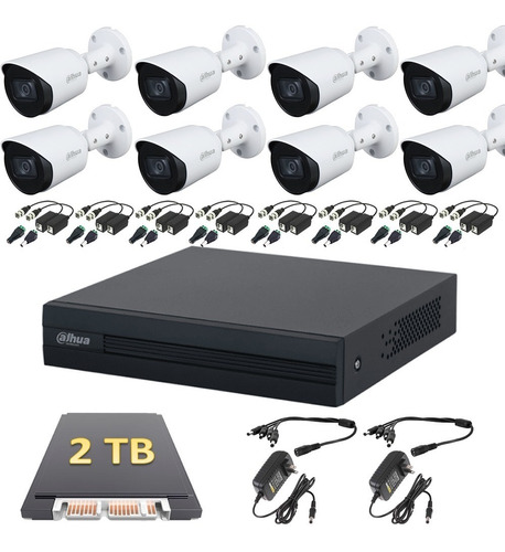 Kit Video Vigilancia 8 Cámaras 1080p Dahua Cctv 2 Tb Baluns