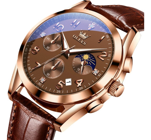 Relojes De Negocios Olevs Luminous Chronograph Color Del Fondo Rose Coffee