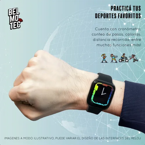 Smartwatch Reloj Inteligente Hombre Mujer Android Ios E Band Diseño De La  Malla Azul