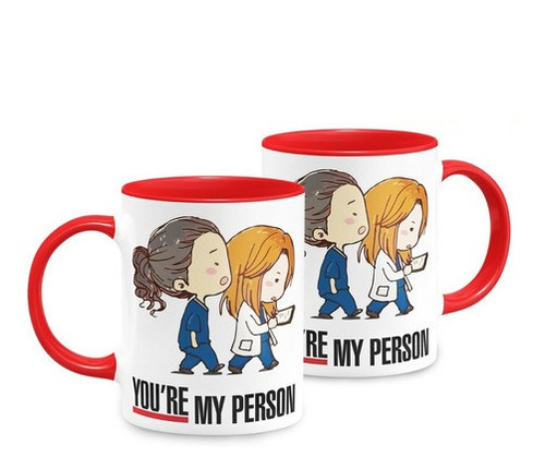 Caneca Grey's Anatomy You're My Person Alça Vermelha