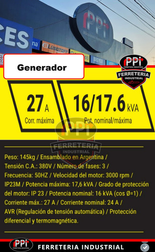 Grupo Electrógeno Generador Villa 16 Kva 25 Hp Trifasico