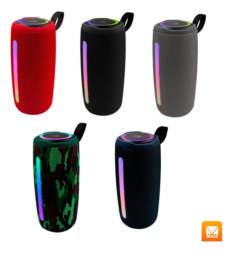 Bocina Bluetooth Altavoz Portatil Recargable Luces Led Usb Color Rojo